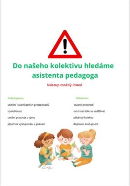 Mateřská škola Štědřík hledá asistenta pedagoga