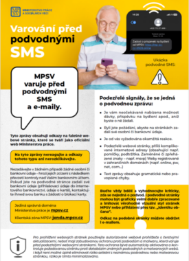 Varování MPSV ohledně podvodných SMS