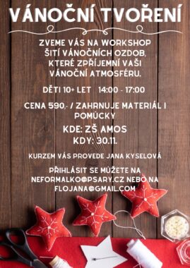 Workshop tvoření - ruční šití vánočních ozdob 30.11.2024