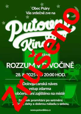 Letní kino 28. 08. 2025 - Zrušeno pro nepřízeň počasí Letní kino 28. 08. 2025 - Zrušeno pro nepřízeň počasí
