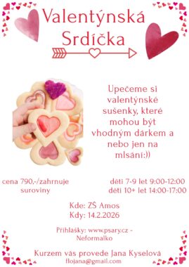 Workshop pečení valentýnských srdíček 14.2.2026 Workshop pečení valentýnských srdíček 14.2.2026