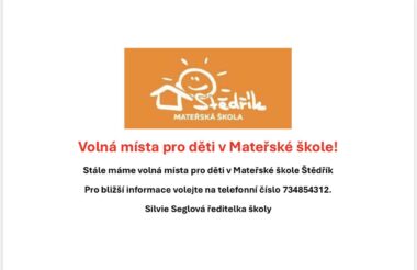 Volná místa pro děti v mateřské škole